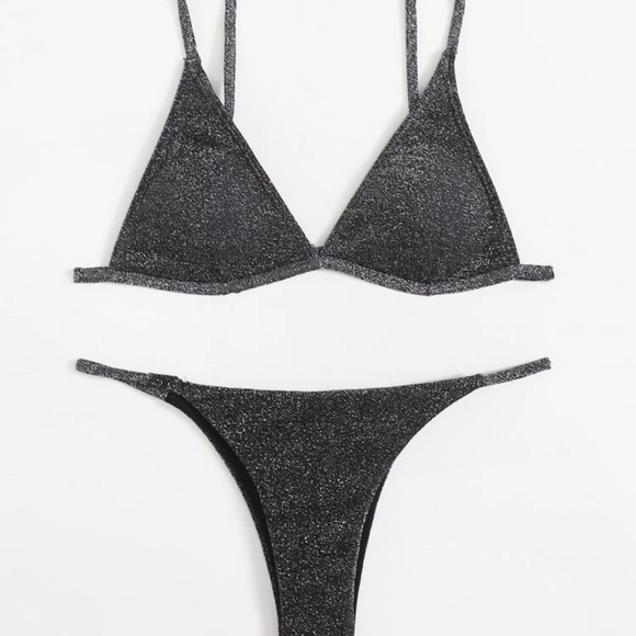 NWOT shein medium black sparkly bikini - Picture 1 of 9